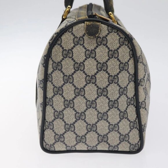 GUCCI GG Supreme Sherry Line Hand Bag PVC Navy Gold Red - Picture 5 of 16